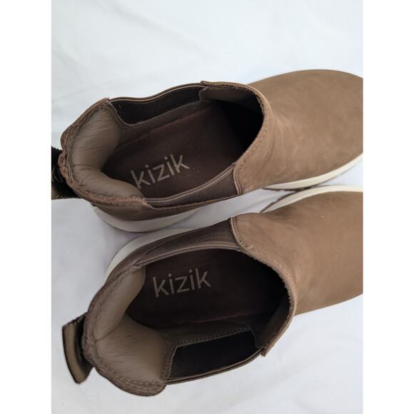 NWOB Kizik Toronto Leather Slip-on Chelsea Boots Coffee Brown Women 7 Men 5.5 - Picture 3 of 8